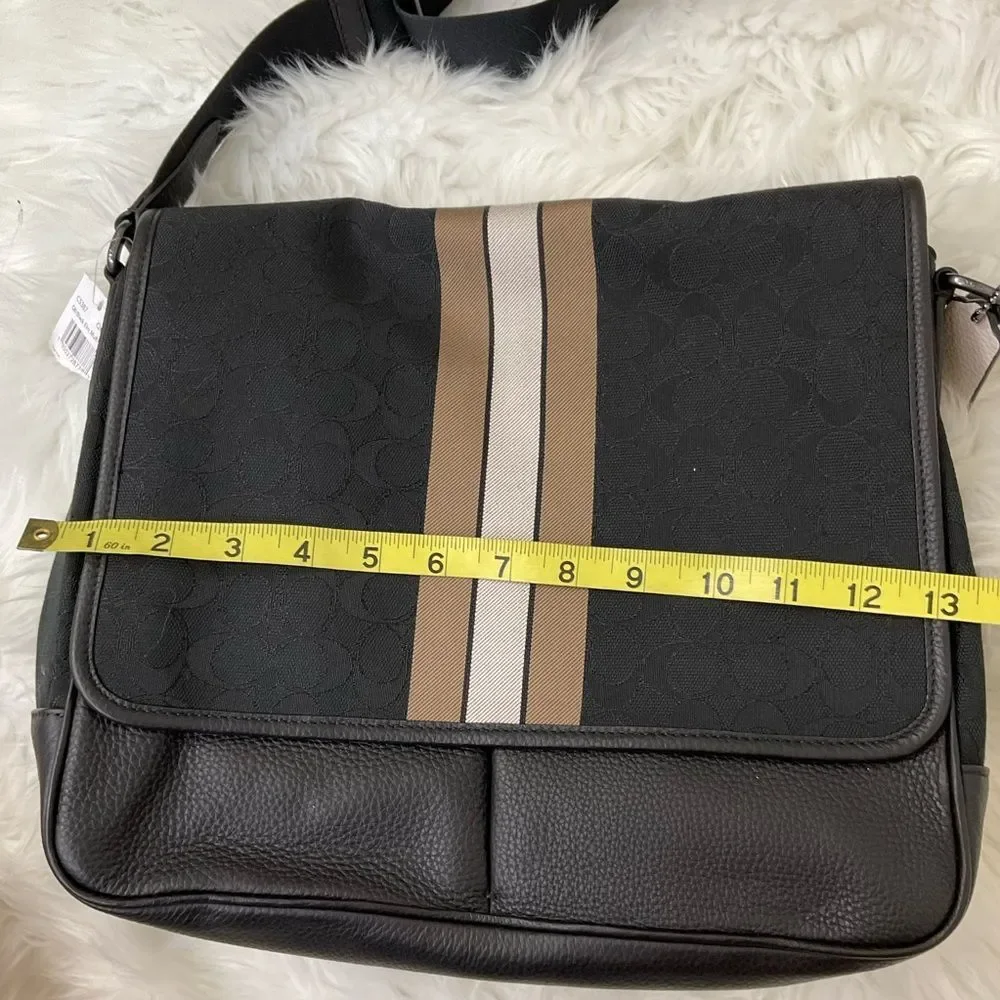 NEW Coach Men's Thompson Map Bag In Signature Jacquard With Varsity Stripe Bag